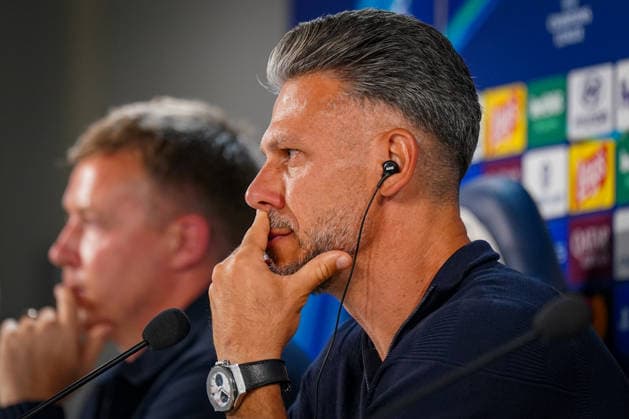 Italien: Fussball UEFA Champions League 2026 - 2027, 1. Spieltag - Como 1907 vs RB Leipzig - Giuseppe Sinigaglia (Como): Martin Demichelis (Trainer RB Leipzig) Mimik, Gesichtsausdruck, Emotion, Pressekonferenz, Medien Copyright: xJOERANxSTEINSIEKx
