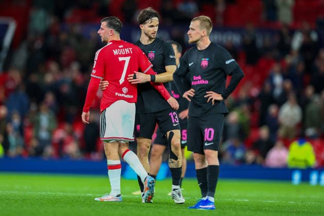 RECORD DATE NOT STATED 10th September 2026; Old Trafford, Manchester, England; UEFA Champions League Football, Manchester United, ManU versus Sabah; Players shake hands after the 4-0 win for Manchester United RogerxEvans
