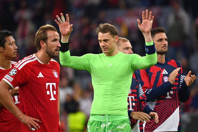 Schlussjubel Manuel NEUER (Torwart Bayern Muenchen), Harry KANE (Bayern Muenchen), Jubel,Freude,Begeisterung,Aktion. Fussball Champions League,Saison 2026 27, Ligaphase FC Bayern Muenchen -Bodoe Glimt 5-0 am 10.09.2026.