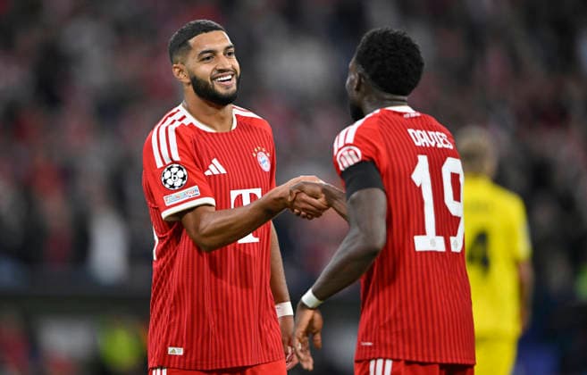 TOR zum 3:0 Alphonso Davies Bayern FC Muenchen FCB (19) Torjubel mit Ismael Saibari FC Bayern Muenchen FCB (34) FC Bayern Muenchen FCB vs Bodoe Glimt 10.09.2026 DFL REGULATIONS PROHIBIT ANY USE OF PHOTOGRAPHS AS IMAGE SEQUENCES AND OR QUASI-VIDEO FC Bayern Muenchen FCB vs Bodoe Glimt