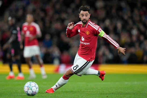 Manchester United, ManU v Sabah FK, UEFA Champions League Bruno Fernandes of Manchester United runs with the ball during the Manchester United v Sabah FK UEFA Champions League 1st Round match at Old Trafford, Manchester, England on 10 September 2026 Credit: Steve Flynn Every Second Media Editorial use only. All images are copyright Every Second Media Limited. No images may be reproduced without prior permission. Copyright: xIMAGO EveryxSecondxMediax ESM-2151-0164 StevexFlynnx xEveryxSecondxMediax