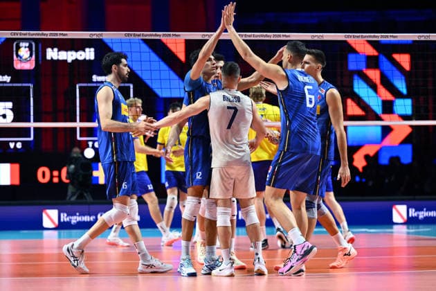 Dc Napoli 10 09 2026 - Campionato Europeo Pallavolo maschile Italia-Svezia foto Domenico Cippitelli Image nella foto: Italia 