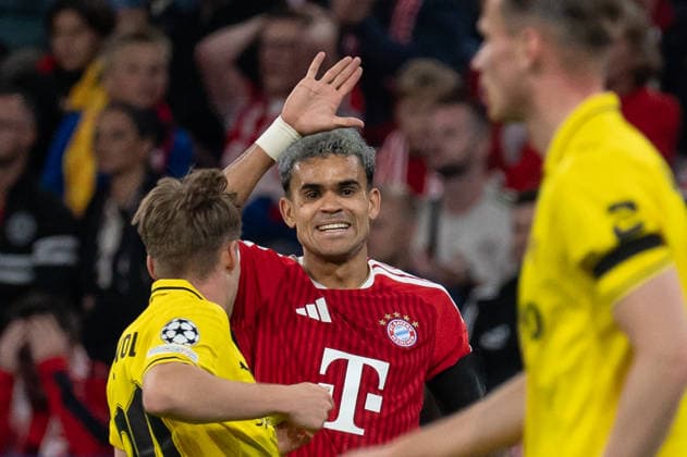 GER, Bavaria, Munich, Fussball, FC Bayern Muenchen - FK Bodo Glimt, at the Allianz Arena, Munich, Champions League, League phase, Matchday 1, September 10, 2026, from left: Luis Diaz (FC Bayern Muenchen, 14), im Portrait, Einzelbild, Freisteller, portrait, headshot, single image, cutout UEFA regulations prohibit any use of photographs as image sequences and or quasi-video, Copyright: HMB-Media MichaelxNibel