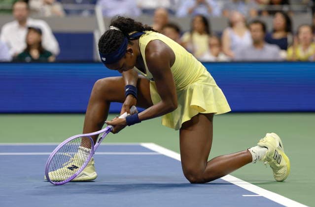 US Open tennis tournament - Day 12 Coco Gauff of the USA reacts while in action against Elena Rybakina of Kazakhstan during their Women s Singles Semifinals match of the US Open Tennis Championships at the USTA Billie Jean King National Tennis Center in Flushing Meadows, New York, USA, 10 September 2026. FLUSHING MEADOWS NEW YORK United States  Copyright: xCRISTOBALxHERRERA-ULASHKEVICHx