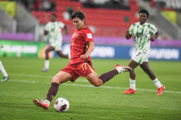(260911) -- SOSNOWIEC, Sept. 11, 2026 -- Chen Ruilin of China shoots during the Group F match between China and Nigeria at the FIFA U20 Women s World Cup Poland 2026 in Sosnowiec, Poland, Sept. 10, 2026. ) (SP)POLAND-SOSNOWIEC-FOOTBALL-FIFA U20 WOMEN S WORLD CUP-CHINA VS NIGERIA PengxZiyang 