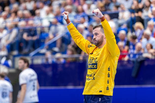 Benjamin Buric (SG Flensburg-Handewitt, 01) jubelt GER, TBV Lemgo Lippe vs. SG Flensburg-Handewitt, Handball, 1. Bundesliga, 4. Spieltag, Spielzeit 2026 2027, 10.09.2026 GER, TBV Lemgo Lippe vs. SG Flensburg-Handewitt, Handball, 1. Bundesliga, 4. Spieltag, Spielzeit 2026 2027, 10.09.2026 Lemgo Copyright: xEibner-Pressefoto JanxRollingerx EP_JSK