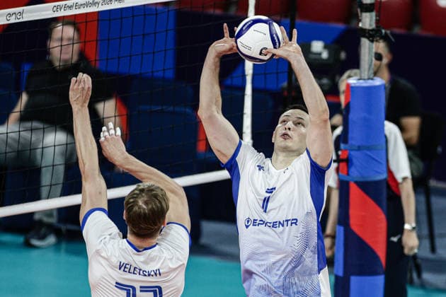IPA88399009 - Ukraine s Yurii Synytsia in action during the CEV Enel Eurovolley 2026 pool phase match between Israel and North Macedonia at Arena 8888 in Sofia, Bulgaria, on September 11, 2026  Copyright: xIvanxSxIvanov IPAxSportx xx IPA88399009