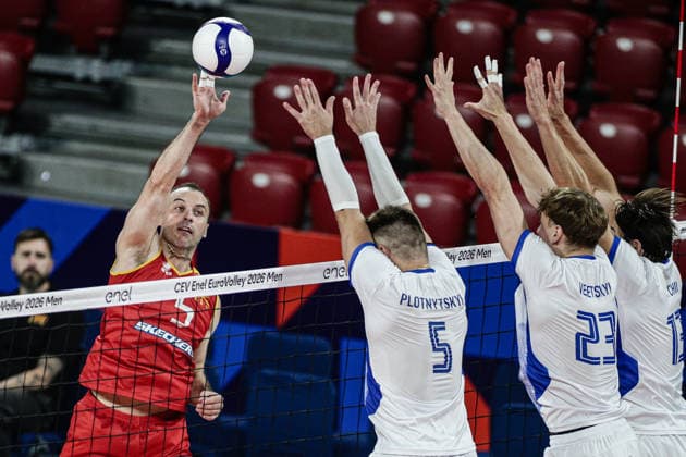 IPA88399016 - North Macedonia s Vlado Milev in action during the CEV Enel Eurovolley 2026 pool phase match between Israel and North Macedonia at Arena 8888 in Sofia, Bulgaria, on September 11, 2026  Copyright: xIvanxSxIvanov IPAxSportx xx IPA88399016