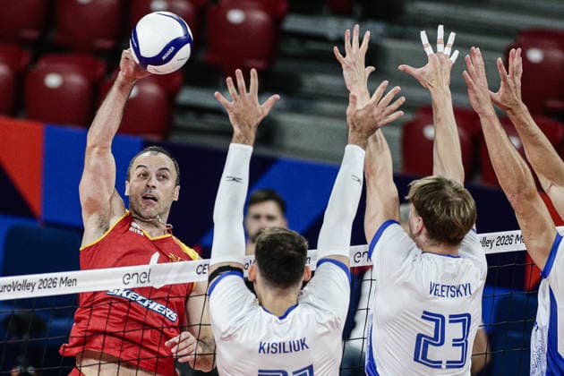VOLLEYBALL - CEV Eurovolley Men - Pool Phase - Ukraine - North Macedonia Photo by IPA ABACAPRESS.COM88398973 - North Macedonia s Vlado Milev in action during the CEV Enel Eurovolley 2026 pool phase match between Israel and North Macedonia at Arena 8888 in Sofia, Bulgaria, on September 11, 2026 Sofia Bulgaria  Copyright: xIPAxSport ABACAx