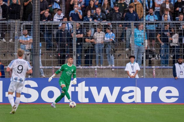 Maximilian Reil 1 (TSV Schwaben Augsburg), TSV 1860 Muenchen vs. TSV Schwaben Augsburg, Fussball, Regionalliga Bayern, 8. Spieltag, 11.09.2026 DFB regulations prohibit any use of photographs as image sequences and or quasi-video Muenchen Bayern Deutschland