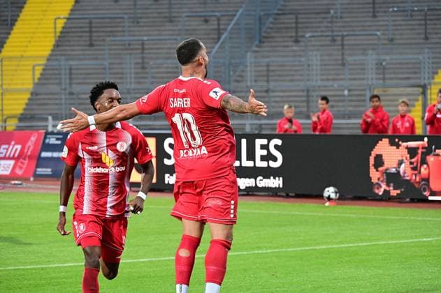 11.09.2026 xkhx Kassel, Auestadion Regionalliga Südwest Saison 2026 2027 KSV Hessen Kassel - Kickers Offenbach (OFC) Torjubel nach dem Tor zum 2:0 durch Sercan Sararer (10, Hessen Kassel)