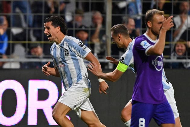 Torjubel Tunay DENIZ (TSV 1860 Muenchen), nach Tor zium 3-0, Jubel,Freude,Begeisterung,.Aktion. Fussball Regionalliga Bayern Saison 2026 2027,8.Spieltag TSV 1860 Muenchen - Schwaben Augsburg am 11.09.2026 in Muenchen GRUENWALDER STADION.
