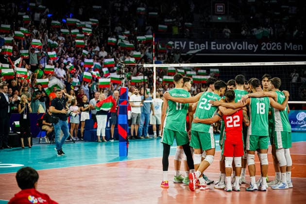 Volleyball - CEV EuroVolley 2026 Group B - Portugal vs Bulgaria - 09.11.2026 SOFIA, BULGARIA - September 11th: Team Bulgaria during CEV EuroVolley 2026, Group B match between Portugal vs Bulgaria at Arena 8888 in Sofia, Bulgaria, on September 11th, 2026 in Sofia, Bulgaria. Copyright: xYulianxTodorovx
