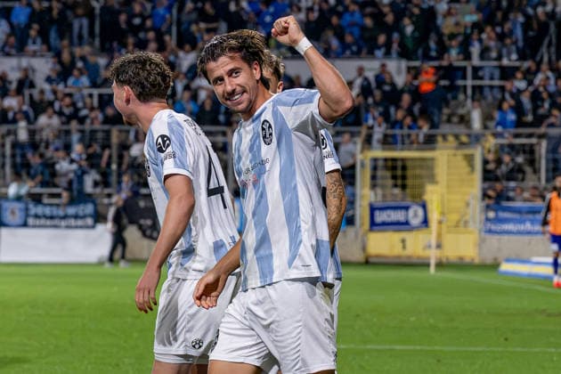 Tunay Deniz (TSV 1860 Muenchen, 36) bejubelt sein Tor zum 3:0 GER, TSV 1860 Muenchen vs. TSV Schwaben Augsburg, Fussball, Regionalliga Bayern, 8. Spieltag, Saison 2026 2027, 11.09.2026. (DFL DFB REGULATIONS PROHIBIT ANY USE OF PHOTOGRAPHS as IMAGE SEQUENCES and or QUASI-VIDEO). Foto: HMB Media Heike Feiner Copyright: HMBxMedia HeikexFeiner