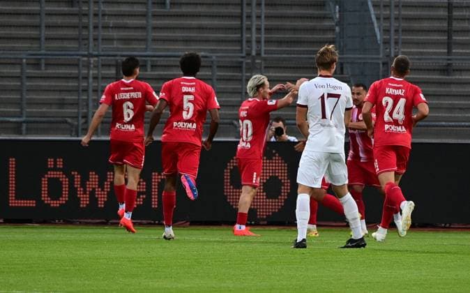 11.09.2026 xkhx Kassel, Auestadion Regionalliga Südwest Saison 2026 2027 KSV Hessen Kassel - Kickers Offenbach (OFC) Torjubel nach dem Tor zum 1:0 durch Mirnes Pepic (20, Hessen Kassel)