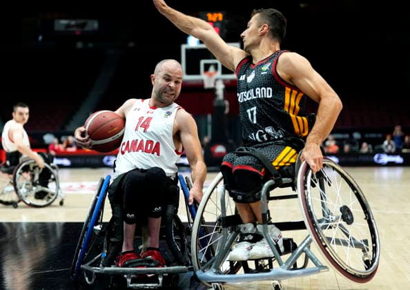 September 11, 2026, Ottawa, On, CANADA: Germany s Nico Dreimuller (17) tries to prevent Canada s Tyler Miller (14) from getting a shot during first half of IWBF Wheelchair Basketball World Championships men s group stage action, in Ottawa, on Friday, Sept. 11, 2026. Canada News - September 11, 2026  - ZUMAc35_ 20260911_zaf_c35_045 Copyright: xJustinxTangx