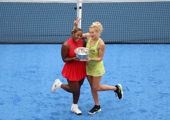 September 11, 2026, New York City, New York, USA: KATERINA SINIAKOVA of Czech Republic and TAYLOR TOWNSEND of USA with trophy after the match against A. Krueger and R. Montgomery of USA in the womenÃ¢â‚¬â ¢s double final of Grand Slam tournament US Open. New York, USA. Siniakova and Townsend won 5:7, 6:0, 6:2. Tennis: US Open - Siniakova And Townsend With Trophy  - ZUMAc278 20260911_zsp_c278_009 Copyright: xMarcinxCholewinskix