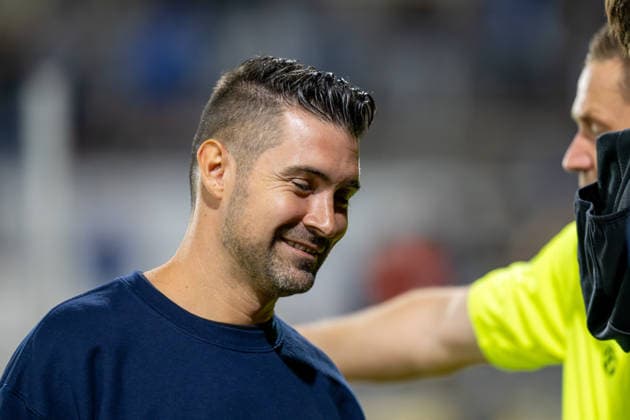 Ein uebergluecklicher Alper Kayabunar, Cheftrainer (TSV 1860 Muenchen) nach dem 3:0, TSV 1860 Muenchen vs. TSV Schwaben Augsburg, Fussball, Regionalliga Bayern, 8. Spieltag, 11.09.2026 DFB regulations prohibit any use of photographs as image sequences and or quasi-video Muenchen Bayern Deutschland