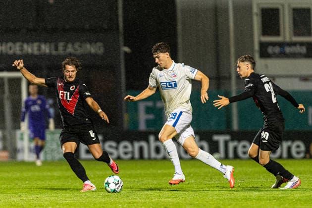 3.Liga: FC Viktoria Köln - Hansa Rostock; 11.09.2026 Tobias Eisenhuth (FC Viktoria Köln, 6), Peter Kiedl (Hansa Rostock, 29), Niklas Swider (FC Viktoria Köln, 20) 3.Liga: FC Viktoria Köln - Hansa Rostock; Sportpark Höhenberg, Köln; 11.09.2026 DFB regulations prohibit any use of photographs as image sequences and or quasi video. Copyright: xBEAUTIFULxSPORTS Buriakovx