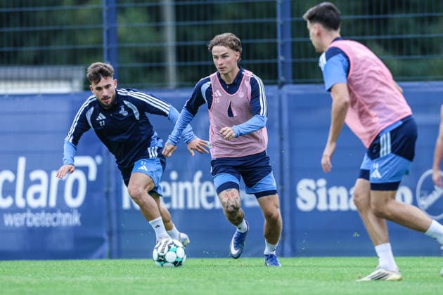 Fussball, 3.Liga Saison 2026 2027 Training MSV Duisburg 11.09.2026, Trainingsgelände MSV Duisburg Can Coskun (MSV Duisburg, 27) Niklas Jessen (MSV Duisburg, 20) Duisburg Trainingsgelände MSV Duisburg Nordrhein-Westfalen Deutschland