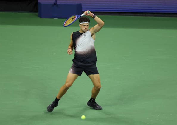 September 11, 2026, New York City, New York, USA: BEN SHELTON of USA during the match against F. Tiafoe of USA in the semifinals of Grand Slam tournament US Open. New York, USA. New York City USA - ZUMAc278 20260911_zsp_c278_058 Copyright: xMarcinxCholewinskix