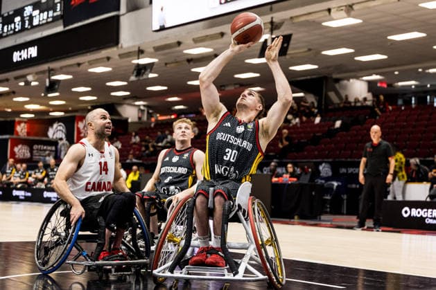 OTTAWA, CANADA - SEPTEMBER 11: Alexander Keiser (Germany, 30) controls the ball against Tyler Miller (Canada, 14) during the Ottawa IWBF Wheelchair Basketball World Championships match between Canada vs. Germany at TD Place on matchday 3 of the Ottawa IWBF Wheelchair Basketball World Championships on September 11, 2026 in Ottawa, Canada. Canada Copyright: xSteffiexWunderlx