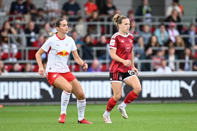 Fußball I Frauen I Saison 2026-2027 I Bundesliga I 4. Spieltag I RB Leipzig - 1. FC Nürnberg I 12.09.2026 Andrea Norheim (3, Rasenballsport Leipzig) und Nastassja Lein (24, 1. FC Nürnberg) Leipzig RB Trainingszentrum, Cottaweg 7 Sachsen Deutschland *** Soccer I Women s I 2026–2027 Season I Bundesliga I Matchday 4 I RB Leipzig vs. 1. FC Nürnberg I September 12, 2026 Andrea Norheim 3, Rasenballsport Leipzig, and Nastassja Lein 24, 1 FC Nuremberg Leipzig RB Training Center, Cottaweg 7, Saxony, Germany Copyright: xLobeca InesxHähnelx
