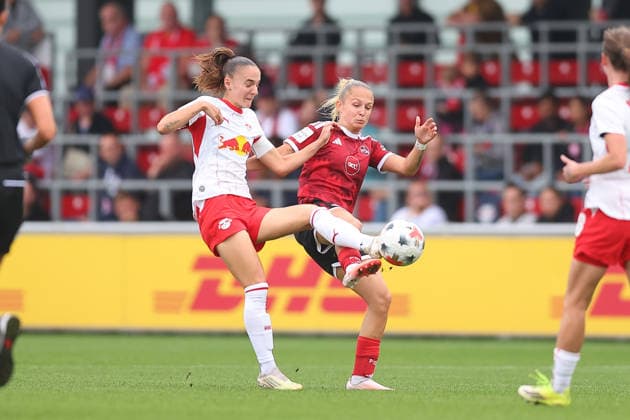 RB Leipzig - Nürnberg 1. Bundesliga Frauen Leipzig, Trainingszentrum am Cottaweg, 12.09.2026, Fußball, Frauen, Saison 2026 2027, Frauen-Bundesliga, 4. Spieltag , RB Leipzig - 1. FC Nürnberg , Im Bild v.l.: Andrea Norheim (3, Leipzig) und Alexsandra Lobanova (4, Nürnberg) , *** RB Leipzig vs. Nuremberg 1, Women s Bundesliga, Leipzig, Training Center on Cottaweg, September 12, 2026, Soccer, Women s, 2026–2027 Season, Women s Bundesliga, Matchday 4, RB Leipzig 1 FC Nuremberg, Pictured from left: Andrea Norheim (3), Leipzig, and Alexsandra Lobanova (4), Nuremberg,
