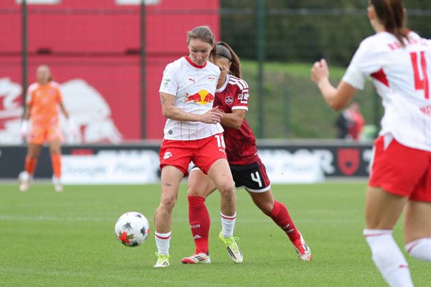 Google Pixel Frauen-Bundesliga, RB Leipzig - 1. FC Nürnberg; 12.09.2026 Sara Pusztai (18, RB Leipzig) vor Alexsandra Lobanova (4, 1. FC Nürnberg). Fußball, Google Pixel Frauen-Bundesliga, Saison 2026 2027, 4. Spieltag: RB Leipzig vs. 1. FC Nürnberg am 12.09.2026, Trainingszentrum Cottaweg, Leipzig. DFB REGULATIONS PROHIBIT ANY USE OF PHOTOGRAPHS AS IMAGE SEQUENCES AND OR QUASI-VIDEO. *** Google Pixel Women s Bundesliga, RB Leipzig vs. 1 FC Nuremberg, September 12, 2026; Sara Pusztai 18, RB Leipzig; Alexsandra Lobanova 4, 1 FC Nuremberg Soccer; Google Pixel Women s Bundesliga, 2026–2027 Season, Matchday 4: RB Leipzig vs. 1 FC Nürnberg on September 12, 2026, Cottaweg Training Center, Leipzig. DFB regulations prohibit any use of photographs as image sequences and or quasi-video. Copyright: xBEAUTIFULxSPORTS JanxKaeferx