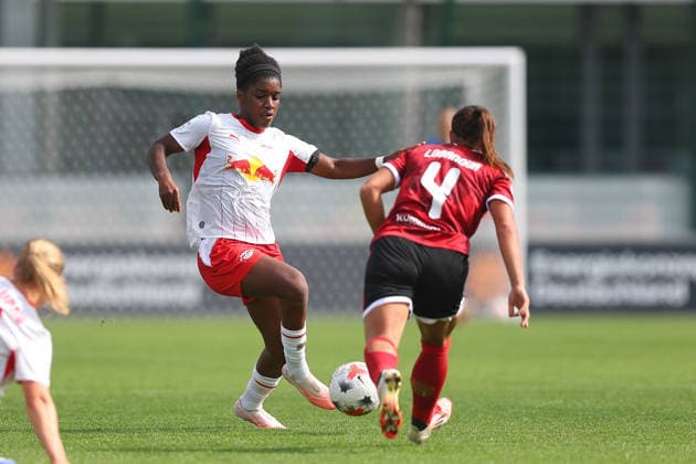 RB Leipzig - Nürnberg 1. Bundesliga Frauen Leipzig, Trainingszentrum am Cottaweg, 12.09.2026, Fußball, Frauen, Saison 2026 2027, Frauen-Bundesliga, 4. Spieltag , RB Leipzig - 1. FC Nürnberg , Im Bild v.l.: Delice Boboy (17, Leipzig) und Alexsandra Lobanova (4, Nürnberg) , *** RB Leipzig vs. Nuremberg 1, Women s Bundesliga, Leipzig, Training Center on Cottaweg, September 12, 2026, Soccer, Women’s, 2026–2027 Season, Women’s Bundesliga, Matchday 4, RB Leipzig vs. FC Nuremberg, Pictured from left: Delice Boboy (17), Leipzig, and Alexsandra Lobanova (4), Nuremberg,