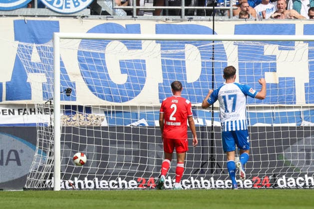 12.09.2026, xgox, Fussball - 2.Bundesliga 1.FC Magdeburg - 1.FC Kaiserslautern emspor, v.l. Tor zum 1:0 durch Emmanuel Iyoha (Magdeburg, 8) (DFL DFB REGULATIONS PROHIBIT ANY USE OF PHOTOGRAPHS as IMAGE SEQUENCES and or QUASI-VIDEO) Magdeburg *** September 12, 2026, xgox, Soccer, 2. Bundesliga, 1. FC Magdeburg vs. 1. FC Kaiserslautern (emspor), from left: Goal for the 1-0 lead by Emmanuel Iyoha (Magdeburg), 8 DFL and DFB regulations prohibit any use of photographs as image sequences and or quasi-video. Magdeburg