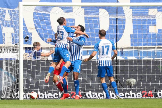 12.09.2026, xgox, Fussball - 2.Bundesliga 1.FC Magdeburg - 1.FC Kaiserslautern emspor, v.l. Jubel nach dem 1:0 durch Emmanuel Iyoha (Magdeburg, 8) (DFL DFB REGULATIONS PROHIBIT ANY USE OF PHOTOGRAPHS as IMAGE SEQUENCES and or QUASI-VIDEO) Magdeburg *** September 12, 2026, xgox, Soccer, 2. Bundesliga: 1. FC Magdeburg vs. 1. FC Kaiserslautern (emspor), from left: Celebrations after Emmanuel Iyoha’s 1-0 goal for Magdeburg, 8 DFL and DFB regulations prohibit any use of photographs as image sequences and or quasi-video Magdeburg