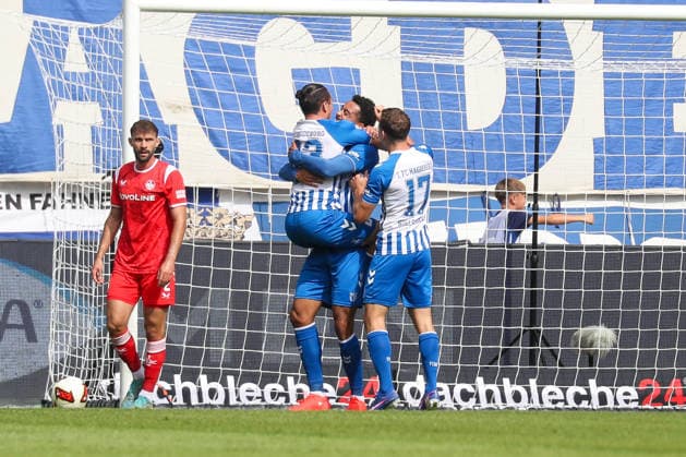 12.09.2026, xgox, Fussball - 2.Bundesliga 1.FC Magdeburg - 1.FC Kaiserslautern emspor, v.l. Jubel nach dem 1:0 durch Emmanuel Iyoha (Magdeburg, 8) (DFL DFB REGULATIONS PROHIBIT ANY USE OF PHOTOGRAPHS as IMAGE SEQUENCES and or QUASI-VIDEO) Magdeburg *** September 12, 2026, xgox, Soccer, 2. Bundesliga: 1. FC Magdeburg vs. 1. FC Kaiserslautern (emspor), from left: Celebrations after Emmanuel Iyoha’s 1-0 goal for Magdeburg, 8 DFL and DFB regulations prohibit any use of photographs as image sequences and or quasi-video Magdeburg