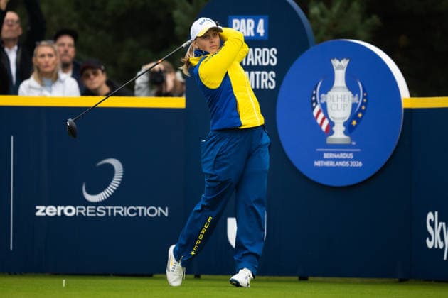 RECORD DATE NOT STATED 12th September 2026; Bernardus Golf, Cromvoirt, Netherlands; Golf, Solheim Cup Womens Golf, Day 6; Foursomes; Maja Stark (SWE) of Team Europe plays from the tee at the 4th hole AnthonyxBenoit