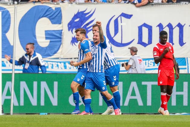 12.09.2026, xgox, Fussball - 2.Bundesliga 1.FC Magdeburg - 1.FC Kaiserslautern emspor, v.l. Jubel nach dem 2:0 durch Alexander Nollenberger (Magdeburg, 17) (DFL DFB REGULATIONS PROHIBIT ANY USE OF PHOTOGRAPHS as IMAGE SEQUENCES and or QUASI-VIDEO) Magdeburg *** September 12, 2026, xgox, Soccer, 2. Bundesliga: 1. FC Magdeburg vs. 1. FC Kaiserslautern (emspor), from left: Celebrations after Alexander Nollenberger’s 2-0 goal for Magdeburg, 17 DFL and DFB regulations prohibit any use of photographs as image sequences and or quasi-video, Magdeburg
