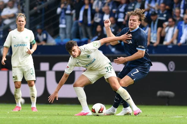 Faton Ademi (Greuther Fuerth) und Christian Rasmussen (VfL Bochum) im Zweikampf waehrend des Spiels der 2. Bundesliga zwischen VfL Bochum und SpVgg Greuther Fuerth, Vonovia Ruhrstadion am 12. September 2026 in Bochum, Deutschland. (Foto von Ralf Treese DeFodi Images) +++ Faton Ademi (Greuther Fuerth) und Christian Rasmussen (VfL Bochum) battle for the ball during the 2nd Bundesliga match between VfL Bochum and SpVgg Greuther Fuerth at Vonovia Ruhrstadion on September 12, 2026 in Bochum, Germany. (Photo by Ralf Treese DeFodi Images) DFB DFL REGULATIONS PROHIBIT ANY USE OF PHOTOGRAPHS AS IMAGE SEQUENCES AND OR QUASI-VIDEO. (Photo by Ralf Treese DeFodi Images) - *** Faton Ademi of Greuther Fürth and Christian Rasmussen of VfL Bochum battle for the ball during the 2. Bundesliga match between VfL Bochum and SpVgg Greuther Fürth at the Vonovia Ruhrstadion on September 12, 2026, in Bochum, Germany. Photo by Ralf Treese, DeFodi Images. Faton Ademi of Greuther Fürth and Christian Rasmussen of VfL Bochum battle for the ball during the 2. Bundesliga match between VfL Bochum and SpVgg Greuther Fürth at Vonovia Ruhrstadion on September 12, 2026 in Bochum, Germany. Photo by Ralf Treese, DeFodi Images. DFB and DFL regulations prohibit any use of photographs as image sequences and or quasi-video. Photo by Ralf Treese, DeFodi Images