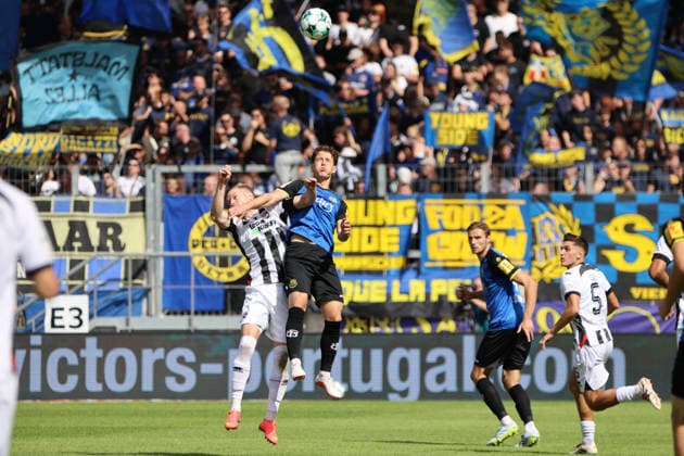 12.09.2026, Fussball, Herren, 3. Liga, Saison 2026 2027, 1. FC Saarbrücken - FC Ingolstadt 04, Alexander Staff (1. FC Saarbrücken), Lars Lokotsch (FC Ingolstadt 04) Saarbrücken Ludwigsparkstadion Saarland Deutschland (DEU) Copyright: xSebastianxBachx