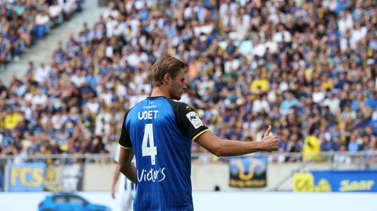 12.09.2026, xrekx, Fussball 3.Liga, 1.FC Saarbruecken - FC Ingolstadt 04 v.l. Siemen Voet (1.FC Saarbruecken) Saarbruecken