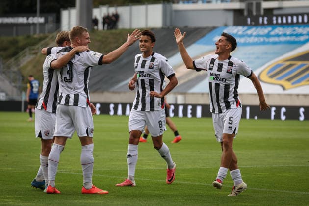 3. Liga - Saison 2026 27 - 1. FC Saarbrücken - FC Ingolstadt 04 - XXXXX - XXXXX - Foto: Meyer Der 0:1 Führungstreffer durch Lars Lokotsch (Nr.13 - FCI) - jubel 3. Liga - Saison 2026 27 - 1. FC Saarbrücken - FC Ingolstadt 04
