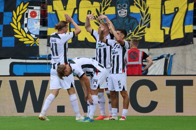 12.09.2026, Fussball, Herren, 3. Liga, Saison 2026 2027, 1. FC Saarbrücken - FC Ingolstadt 04, Torjubel zum 0:1, Torschütze: Lars Lokotsch (FC Ingolstadt 04) Saarbrücken Ludwigsparkstadion Saarland Deutschland (DEU) Copyright: xSebastianxBachx
