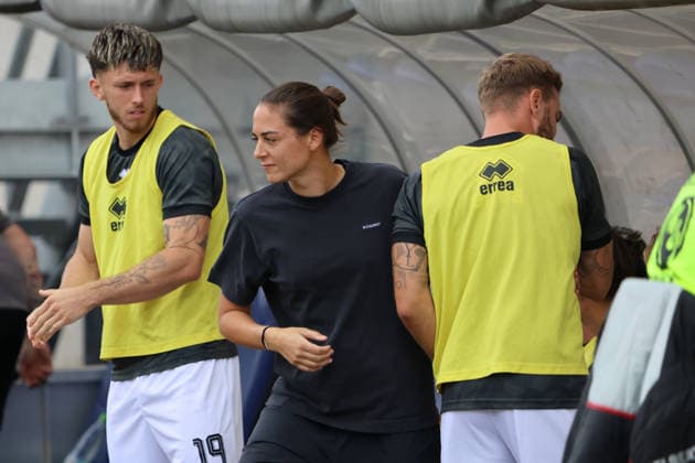 12.09.2026, Fussball, Herren, 3. Liga, Saison 2026 2027, 1. FC Saarbrücken - FC Ingolstadt 04, Trainerin Sabrina Wittmann (FC Ingolstadt 04), Linus Rosenlöcher (FC Ingolstadt 04) Saarbrücken Ludwigsparkstadion Saarland Deutschland (DEU) Copyright: xSebastianxBachx