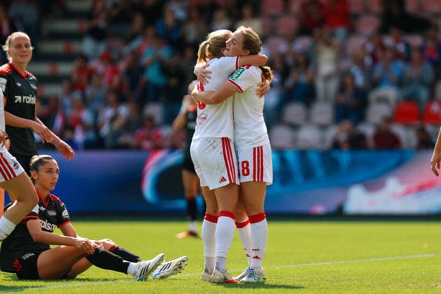 Google Pixel Frauen-Bundesliga: 1. FC Köln - 1. FC Union Berlin; 12.09.2026 Pauline Bremer (1. FC Köln, 9) und Taylor Ziemer (1. FC Köln, 18) jubeln zum 1:0 Google Pixel Frauen-Bundesliga: 1. FC Köln - 1. FC Union Berlin; Köln, Franz-Kremer-Stadion; 12.09.2026. DFB REGULATIONS PROHIBIT ANY USE OF PHOTOGRAPHS AS IMAGE SEQUENCES AND OR QUASI-VIDEO. *** Google Pixel Women s Bundesliga 1 FC Cologne 1 FC Union Berlin September 12, 2026 Pauline Bremer (1 FC Cologne, 9) and Taylor Ziemer (1 FC Cologne, 18) celebrate the 1–0 goal Google Pixel Women s Bundesliga 1 FC Cologne 1 FC Union Berlin Cologne, Franz Kremer Stadium, September 12, 2026. DFB regulations prohibit any use of photographs as image sequences and or quasi-video. Copyright: xBEAUTIFULxSPORTS Freisenx