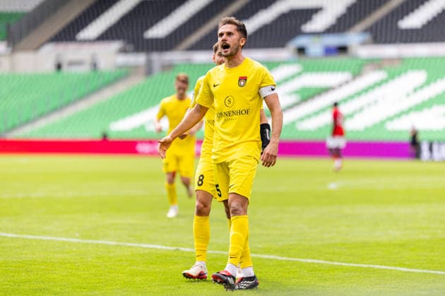 Volkan Celiktas (SG Sonnenhof Grossaspach, 05) (Torschuetze) jubelt ueber das Tor zum 1:2 GER, TSV Havelse vs. SG Sonnenhof Grossaspach, Fussball, 3. Liga, 5. Spieltag, Spielzeit 2026 2027, 12.09.2026 DFL Regulations prohibit any use of photographers as image sequences and or quasi-video. GER, TSV Havelse vs. SG Sonnenhof Grossaspach, Fussball, 3. Liga, 5. Spieltag, Spielzeit 2026 2027, 12.09.2026 Hannover Copyright: xEibner-Pressefoto JanxRollingerx EP_JSK