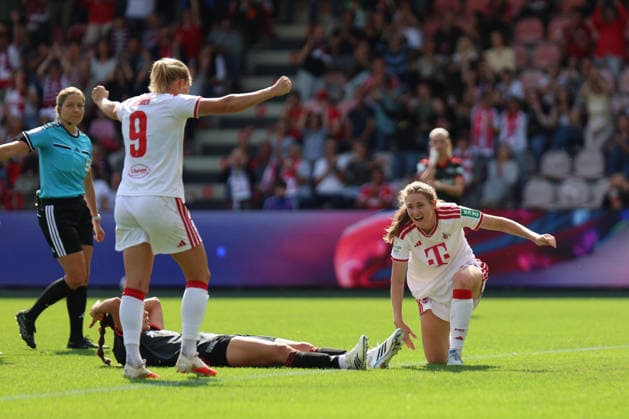 Google Pixel Frauen-Bundesliga: 1. FC Köln - 1. FC Union Berlin; 12.09.2026 Pauline Bremer (1. FC Köln, 9) und Taylor Ziemer (1. FC Köln, 18) jubeln zum 1:0 Google Pixel Frauen-Bundesliga: 1. FC Köln - 1. FC Union Berlin; Köln, Franz-Kremer-Stadion; 12.09.2026. DFB REGULATIONS PROHIBIT ANY USE OF PHOTOGRAPHS AS IMAGE SEQUENCES AND OR QUASI-VIDEO. *** Google Pixel Women s Bundesliga 1 FC Cologne 1 FC Union Berlin September 12, 2026 Pauline Bremer (1 FC Cologne, 9) and Taylor Ziemer (1 FC Cologne, 18) celebrate the 1–0 win Google Pixel Women s Bundesliga 1 FC Cologne 1 FC Union Berlin Cologne, Franz Kremer Stadium, September 12, 2026. DFB regulations prohibit any use of photographs as image sequences and or quasi-video. Copyright: xBEAUTIFULxSPORTS Freisenx