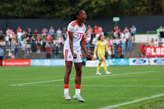 Google Pixel Frauen-Bundesliga: 1. FC Köln - 1. FC Union Berlin; 12.09.2026 Lydia Andrade (1. FC Köln, 17) jubelt zum 3:0 Google Pixel Frauen-Bundesliga: 1. FC Köln - 1. FC Union Berlin; Köln, Franz-Kremer-Stadion; 12.09.2026. DFB REGULATIONS PROHIBIT ANY USE OF PHOTOGRAPHS AS IMAGE SEQUENCES AND OR QUASI-VIDEO. *** Google Pixel Women s Bundesliga 1 FC Köln vs. 1. FC Union Berlin, September 12, 2026. Lydia Andrade of 1. FC Köln, 17, celebrates the 3-0 lead. Google Pixel Women s Bundesliga 1 FC Köln vs. 1. FC Union Berlin, Cologne, Franz Kremer Stadium, September 12, 2026. DFB regulations prohibit any use of photographs as image sequences and or quasi-video. Copyright: xBEAUTIFULxSPORTS Freisenx