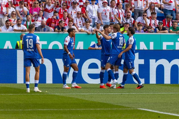 12.09.26 TSG Hoffenheim - VfB Stuttgart Deutschland, Sinsheim, 12.09.2026, Fussball, Bundesliga, Saison 2026 2027, TSG Hoffenheim - VfB Stuttgart: Adam Hlozek (TSG Hoffenheim), Jubel Tor 1:0 Hlozek. *** September 26, 2012 TSG Hoffenheim vs. VfB Stuttgart Germany, Sinsheim, September 12, 2026, Soccer, Bundesliga, 2026–2027 season, TSG Hoffenheim vs. VfB Stuttgart, Adam Hlozek (TSG Hoffenheim), celebrating a goal (1–0), Hlozek