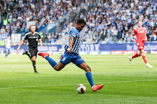 Torschütze Emmanuel Iyoha (1. FC Magdeburg,8) trifft zum 3-0 - 2. Fußball Bundesliga Saison 2026-2027 1. FC Magdeburg vs 1. FC Kaiserslautern in der Avnet Arena in Magdeburg - Aktion,Fußball,Mann,Männer,Deutschland,12.09.2026 *** Goal scorer Emmanuel Iyoha of 1. FC Magdeburg, 8, scores to make it 3–0 in the 2026–2027 Bundesliga season match between 1. FC Magdeburg and 1. FC Kaiserslautern at the Avnet Arena in Magdeburg. Action, soccer, man,Men, Germany, September 12, 2026