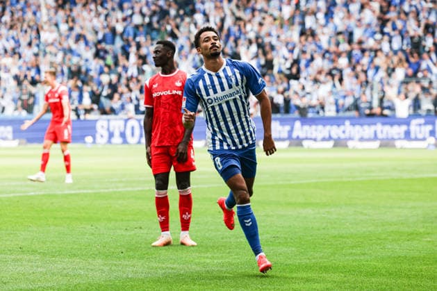 Torjubel - Torschütze Emmanuel Iyoha (1. FC Magdeburg,8) trifft zum 3-0 - 2. Fußball Bundesliga Saison 2026-2027 1. FC Magdeburg vs 1. FC Kaiserslautern in der Avnet Arena in Magdeburg - Aktion,Fußball,Mann,Männer,Deutschland,12.09.2026 *** Goal celebration: Scorer Emmanuel Iyoha of 1. FC Magdeburg scores the 3-0 goal in the 2026-2027 Bundesliga season match between 1. FC Magdeburg and 1. FC Kaiserslautern at the Avnet Arena in Magdeburg. Action, soccer, man,Men, Germany, September 12, 2026