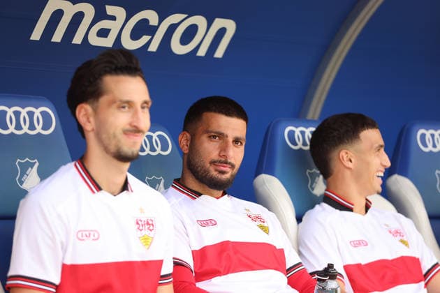 12.09.2026, xtvx, Fussball 1.Bundesliga, TSG 1899 Hoffenheim - VfB Stuttgart v.l. Deniz Undav (VfB Stuttgart) auf der Ersatzbank (DFL DFB REGULATIONS PROHIBIT ANY USE OF PHOTOGRAPHS as IMAGE SEQUENCES and or QUASI-VIDEO) Sinsheim *** September 12, 2026, xtvx, Soccer, Bundesliga 1, TSG 1899 Hoffenheim vs. VfB Stuttgart; Deniz Undav of VfB Stuttgart on the bench. DFL and DFB regulations prohibit any use of photographs as image sequences and or quasi-video. Sinsheim