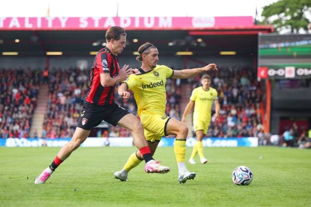 Alex Scott of Bouremouth challenges Yehor Yarmolyuk of Brentford AFC Bournemouth v Brentford, Premier League, Football, Football, Vitality Stadium, Bournemouth, UK - 12 Sep 2026Bournemouth Vitality Stadium United Kingdom EDITORIAL USE ONLY No use with unauthorised audio, video, data, fixture lists, club league logos or live services. Online in-match use limited to 120 images, no video emulation. No use in betting, games or single club league player publications.  Copyright: xWillxCooper Shutterstockx 17144545m